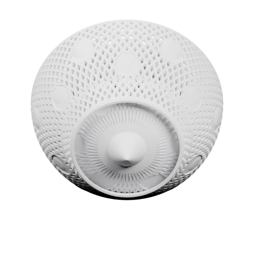 Имеет центральное отверстие и радиальные выступы на поверхности