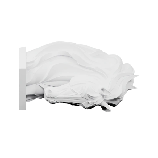 Скульптурная голова с развевающейся гривой и выразительными чертами