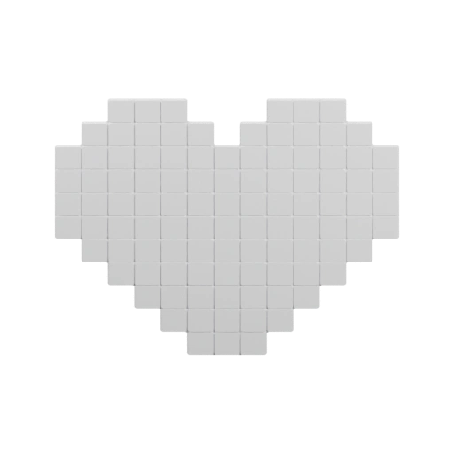 Пиксельная форма сердца с чёткими контурами и гранями