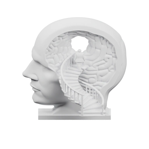 Голова с изогнутыми линиями и сложной структурой