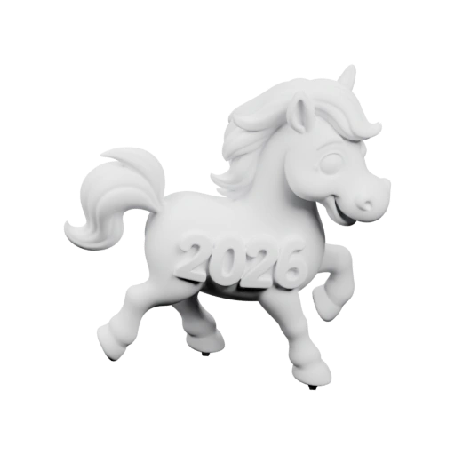 Снежная лошадь с развевающимися узорами на шее и хвосте