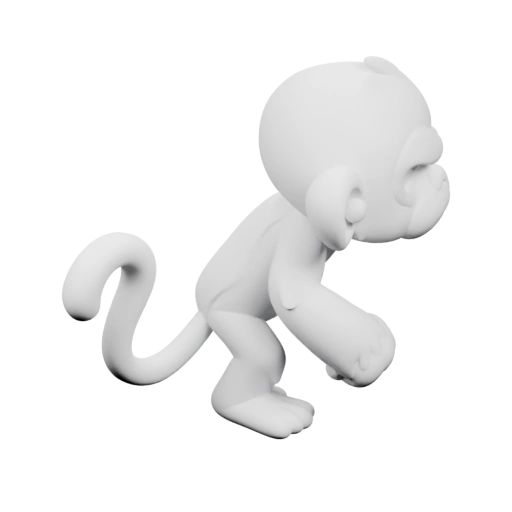 Упрощённая фигурка с округлыми формами и изогнутым хвостом