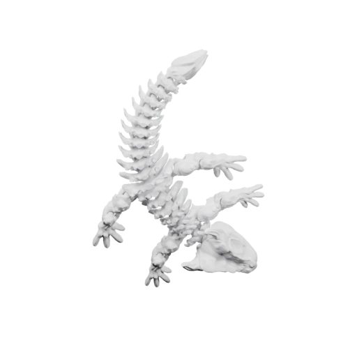 Длинный хребет и разветвленные конечности на фоне черного пространства