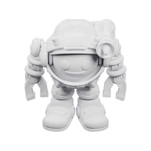 Фигурка в скафандре с круглыми глазами и широкой улыбкой на лице