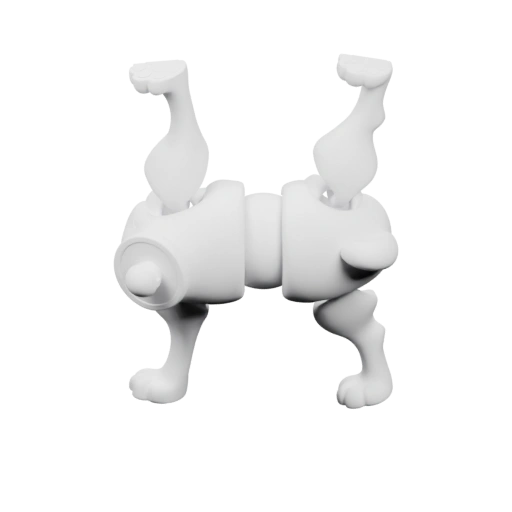 Маленькая фигурка с вытянутым телом и поднятыми лапами