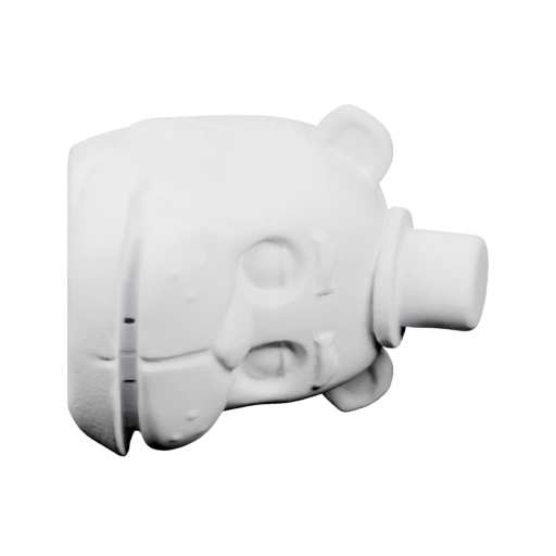 Фигурка с ушами, носом и улыбкой, в шляпе, с закрытыми глазами