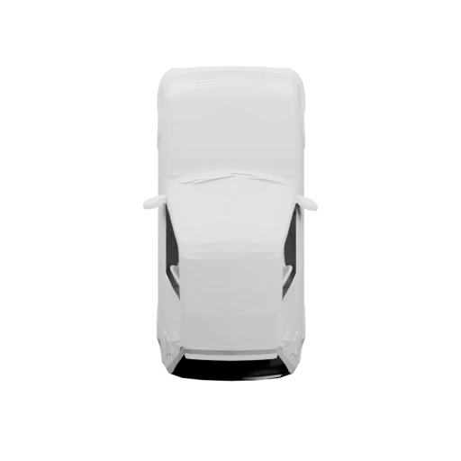 Узкий прямоугольный корпус с открытым верхом и колесами по бокам