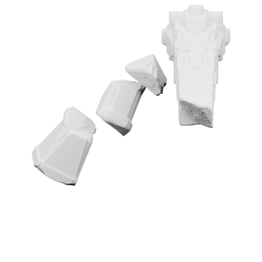 Фрагменты разбитого строительного элемента на чёрном фоне