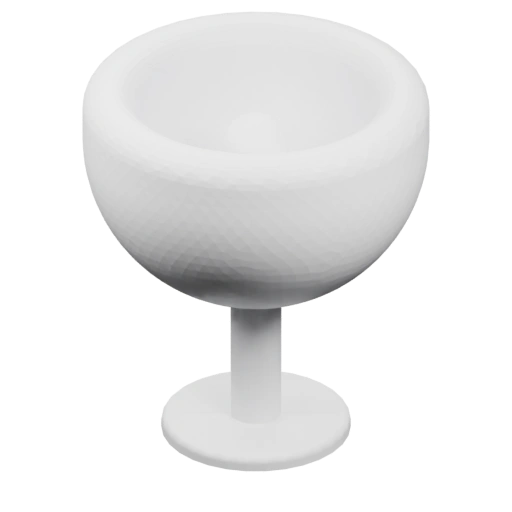 Узкое основание, тонкая ножка, широкая чаша, гладкая поверхность