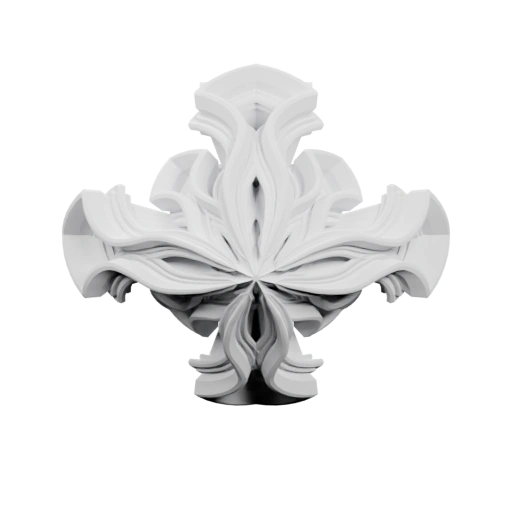 Симметричная форма с листьями и крестом, украшена рельефными деталями