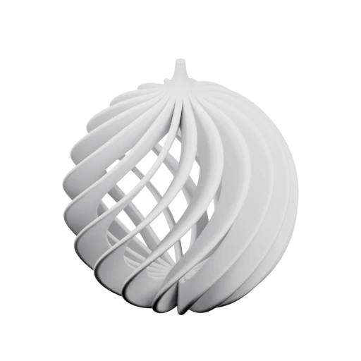 Сферическая конструкция с витыми полосами, создающими динамичный узор