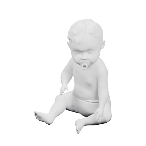 Сидящий малыш с соской, в пеленке, в разных позах