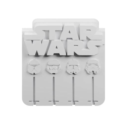 Структура с вырезами для ключей и символикой франшизы