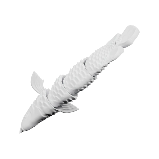 Сегментированная форма с чёткими чешуйками и детализированными плавниками