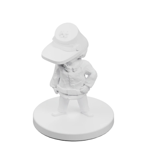 Фигурка в шляпе стоит на круглой подставке, в разных позах