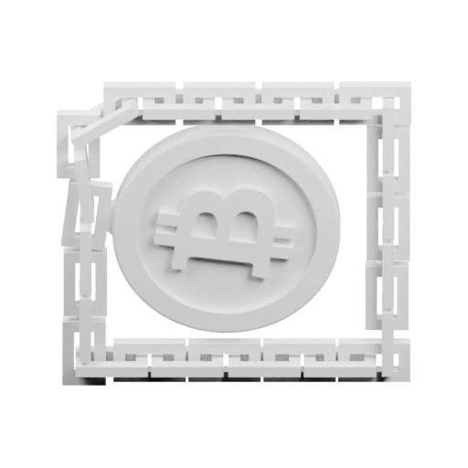 Круглый элемент в квадратной рамке с символом криптовалюты