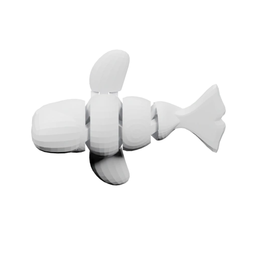 Форма напоминает рыбку с характерными плавниками и телом