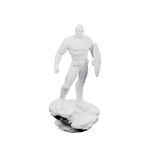 Статуэтка в боевой позе с щитом, стоящая на камне