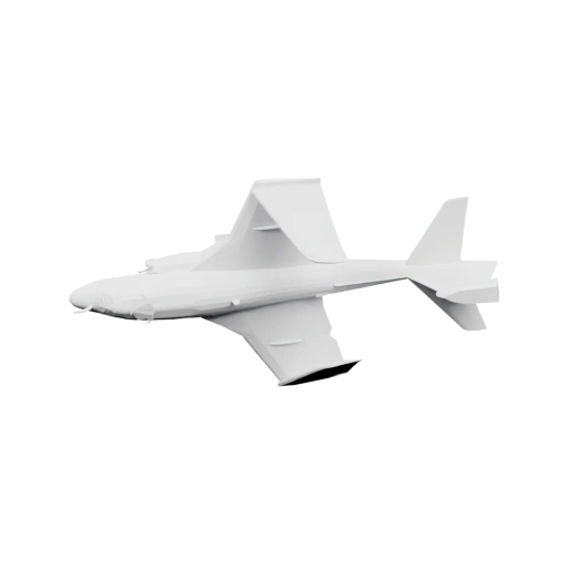 Узкий корпус с крыльями и хвостовым оперением