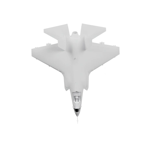 Имеет острые крылья, носовой обтекатель и видимые двигатели