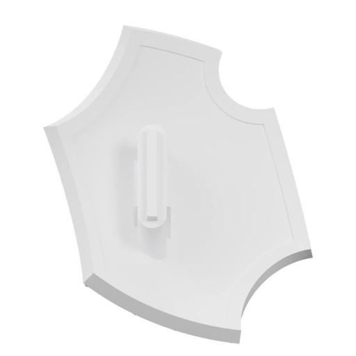 Форма напоминает защитную часть с выступом и закругленными краями