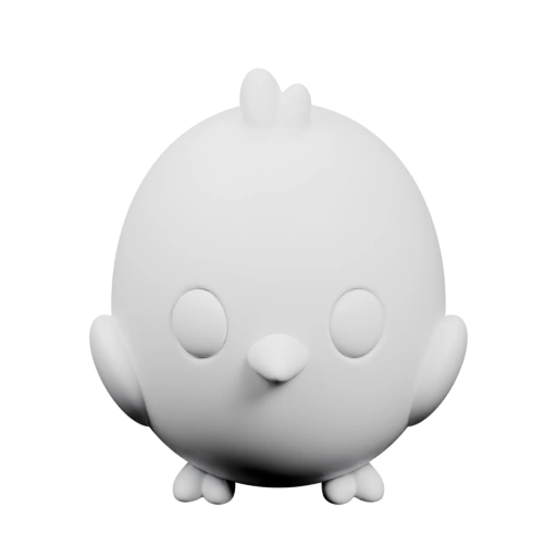 Маленький круглый птичий образ с округлыми глазами и небольшими лапками