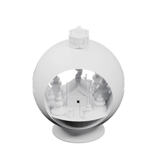 Сферическая форма с внутренним снежным пейзажем и куполом сверху