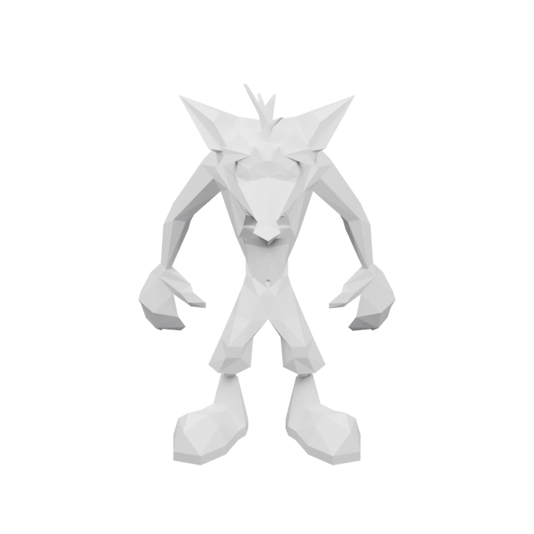 Многогранная форма с рогами и хвостом, стоящая на четырёх ногах