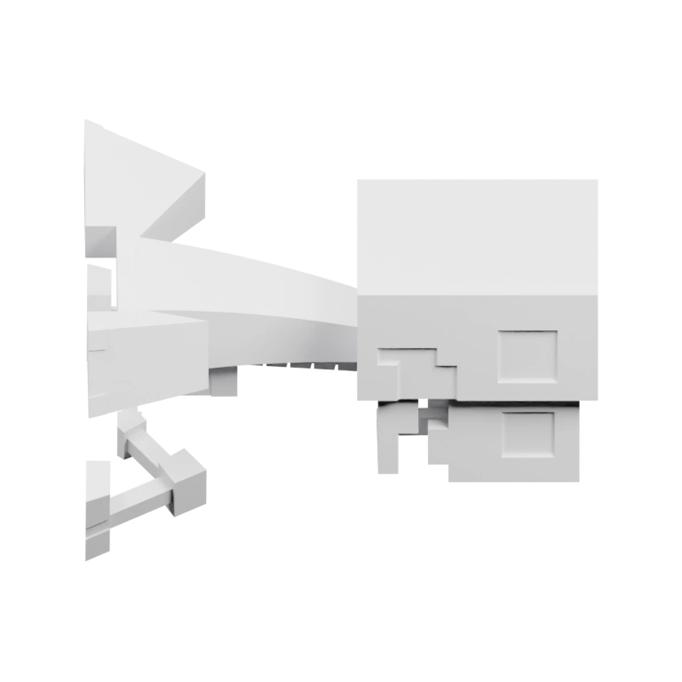 Блочный, с квадратной головой и телом, с открытым торсом