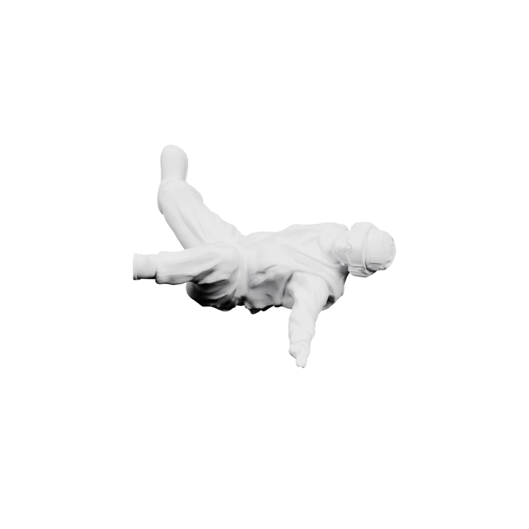 Человек в движении, выполняет гибкие позы на фоне чёрного поля