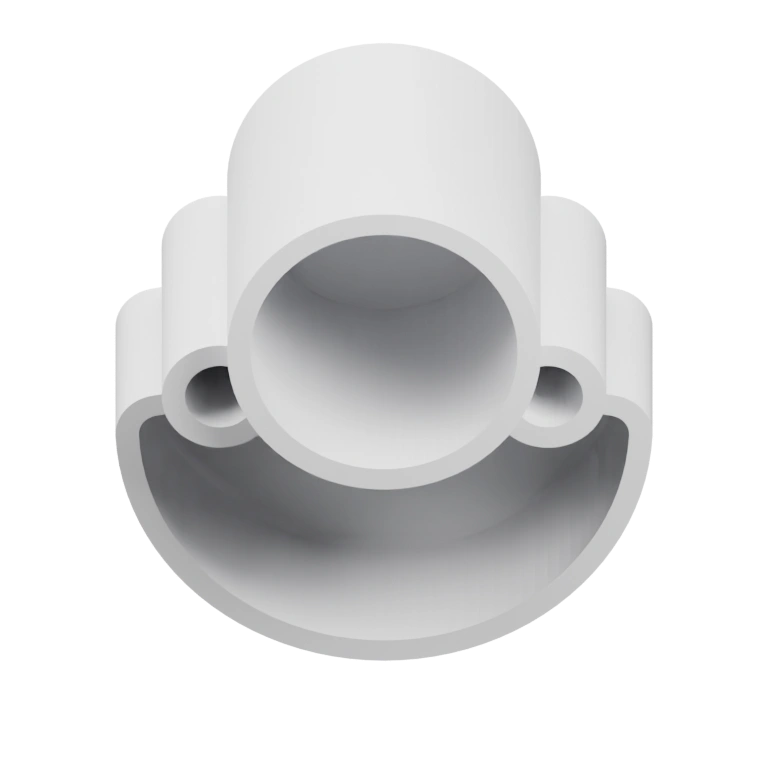 Имеет цилиндрическую форму с отверстиями и выступами