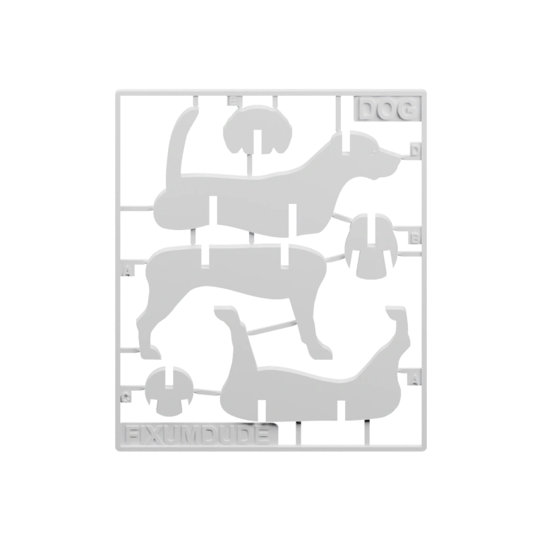 Силуэт собаки на карточке с отверстиями и надписями