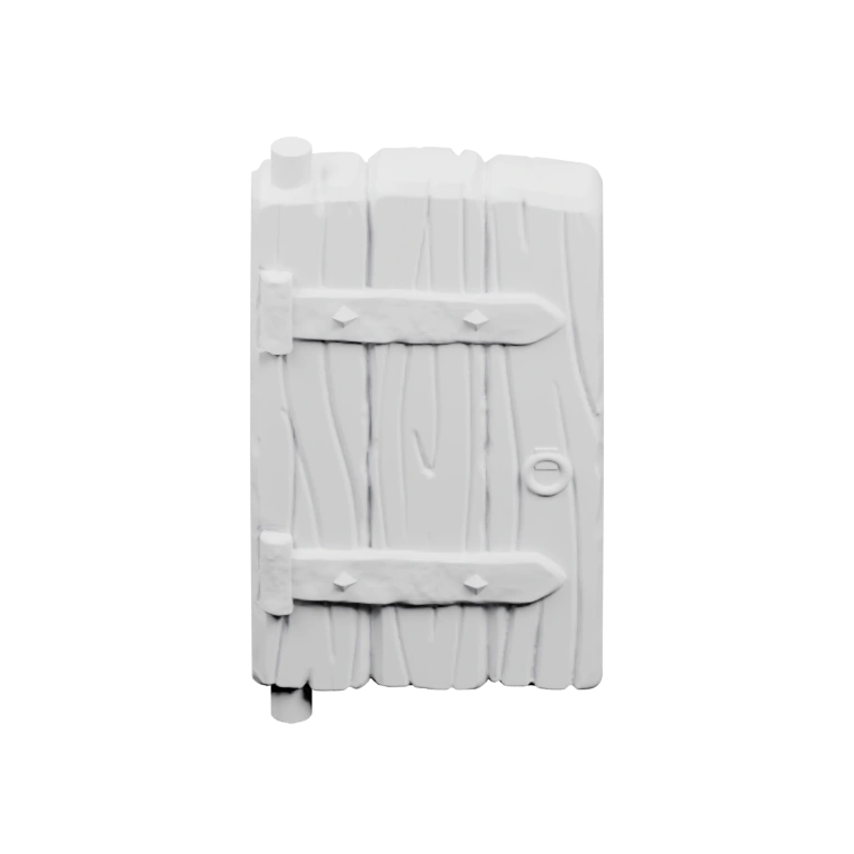 Узкая дверь с поперечными планками и замком