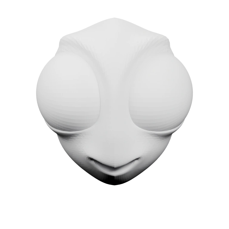 Округлая форма с двумя большими глазами и улыбкой