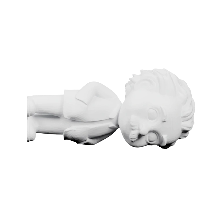 Фигурка с кудрявыми волосами, руками и ногами, смотрит вперед