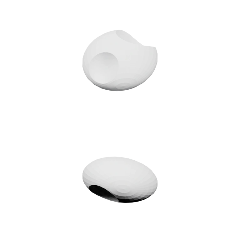 Небольшие округлые капли с неровными краями и внутренними впадинами