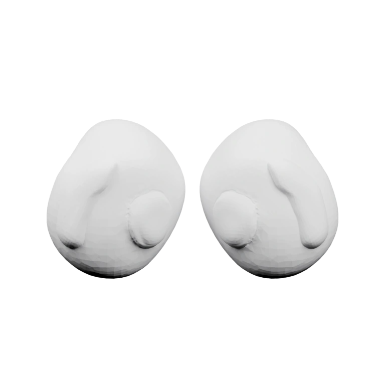 Два симметричных элемента с округлыми формами и небольшими выступами