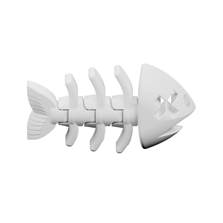 Фигурка в виде скелета рыбы с вырезанными плавниками и хвостом