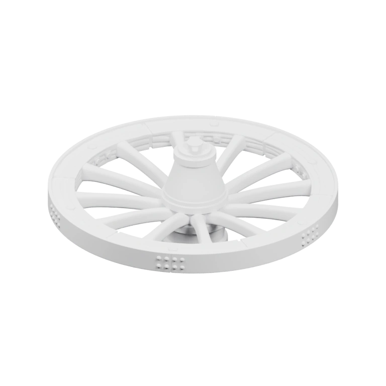 Круглое колесо с радиальными спицами и центральной осью