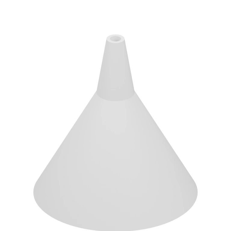 Узкий верх и широкая основа, с отверстием для вытекания