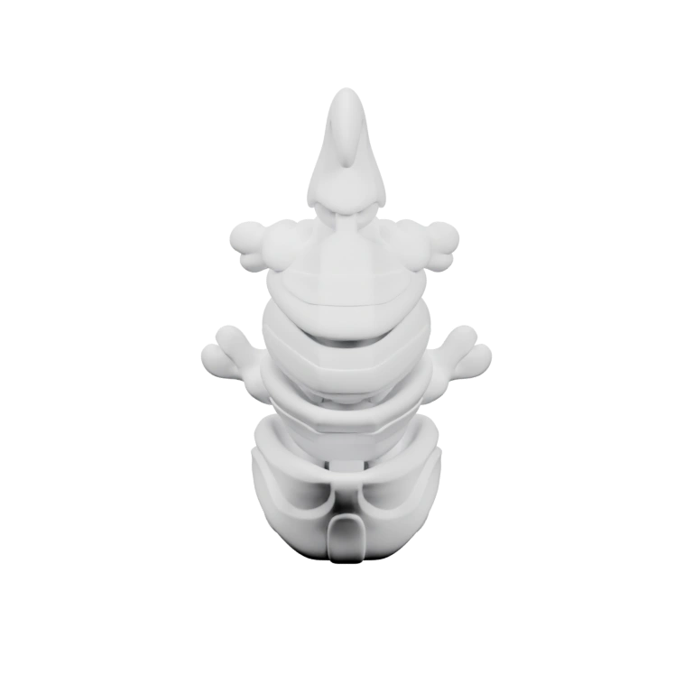 Фигурка с костяными деталями, изогнутыми элементами и выразительным лицом