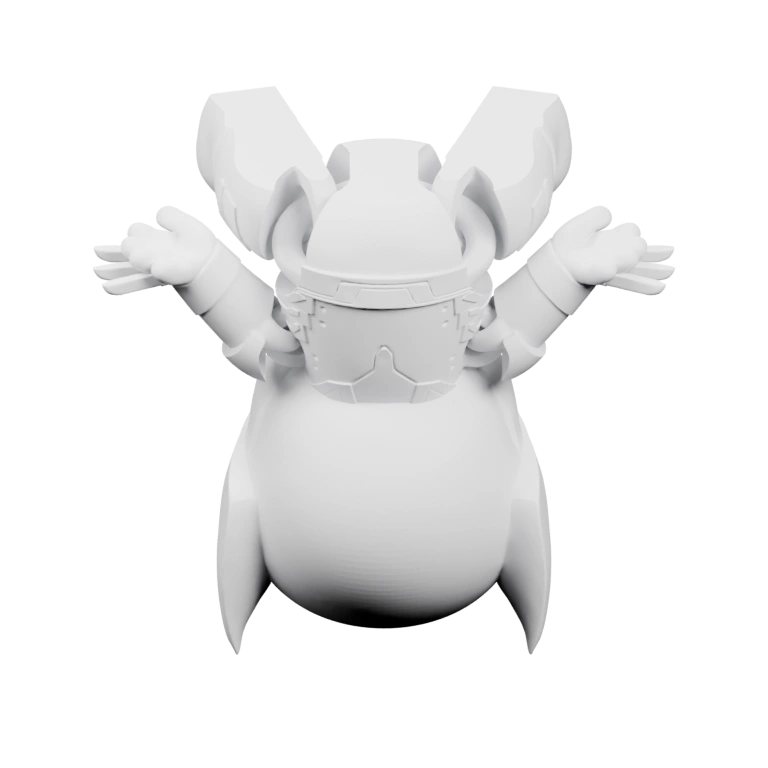 Сидящая фигурка в маске с ушками и руками, с поясом