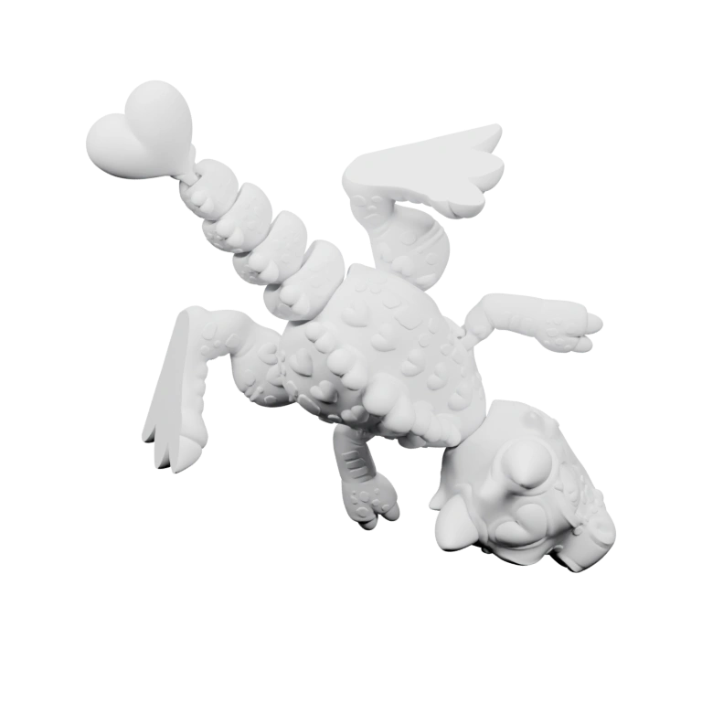 Маленький дракон с шипами и хвостом, в полете