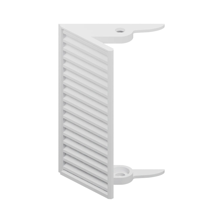 Имеет ребра, отверстия и выступы для фиксации