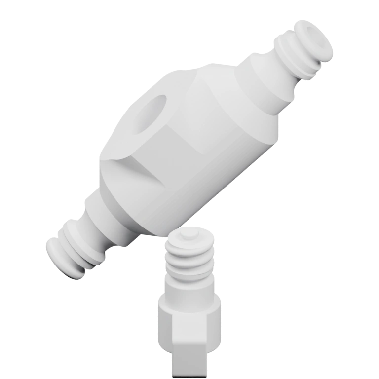 Имеет два входа и один выход, с резьбовыми соединениями