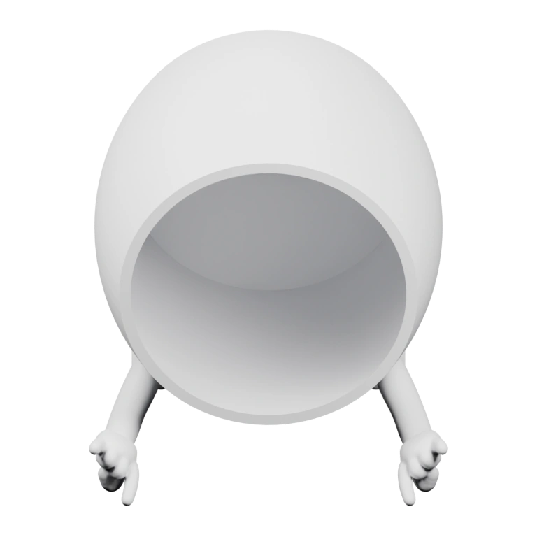 Гладкий круглый корпус с вытянутыми руками и отверстием вверху