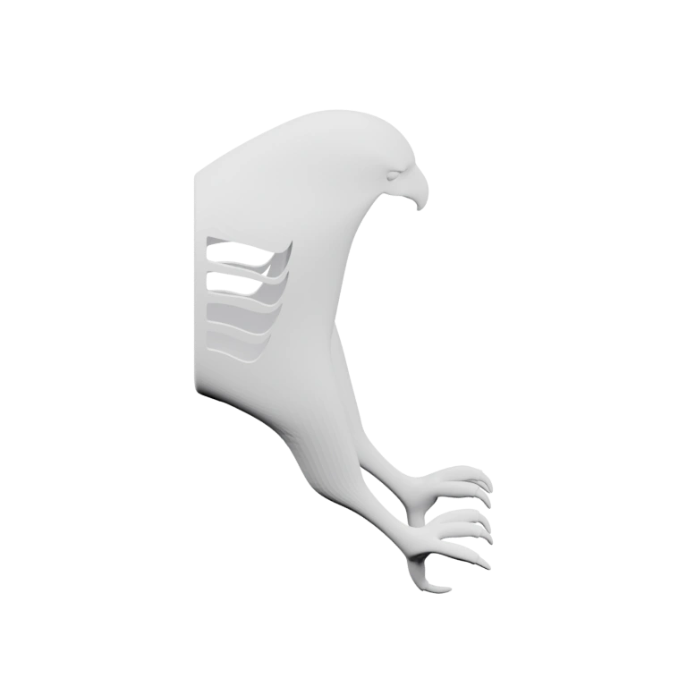 Фигурка птицы с вытянутой головой и крыльями, сидящая на когтях