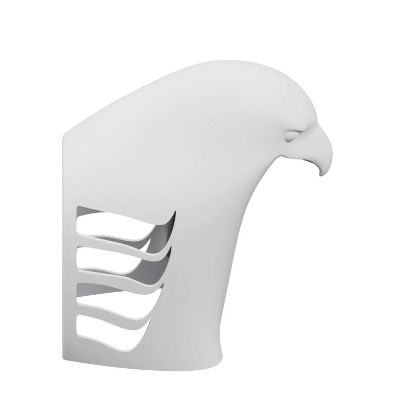 Фигурка с выразительным клювом и глазами, с открытыми перьями на затылке