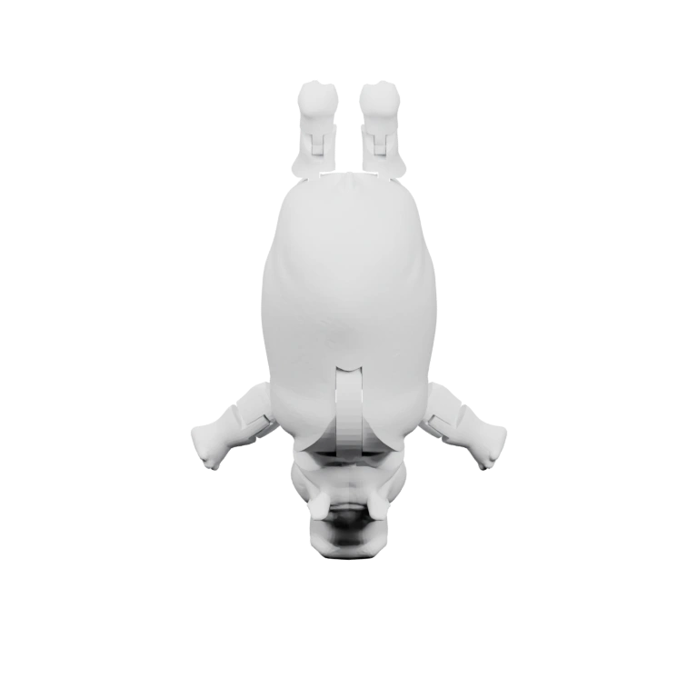 Округлая форма с выступами на спине и конечностях