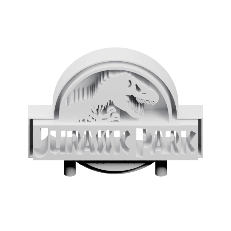 Архитектурный элемент с изображением динозавра и надписью